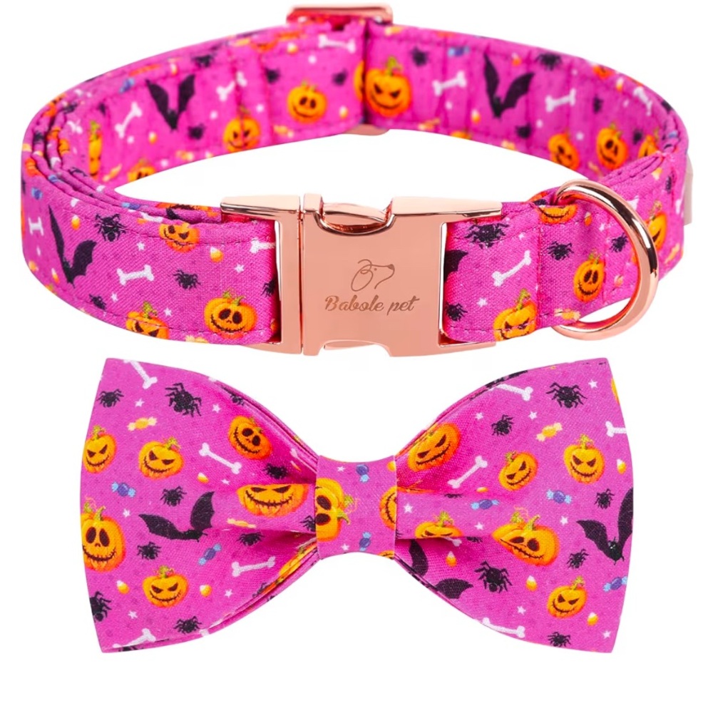 Halloween Pink Collar and Bow Tie Set